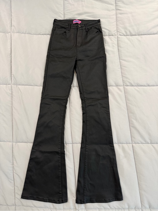 Edikted Denim - Edikted High-Rise Faux Leather Flared Jeans